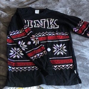 Sequin black pink long sleeve